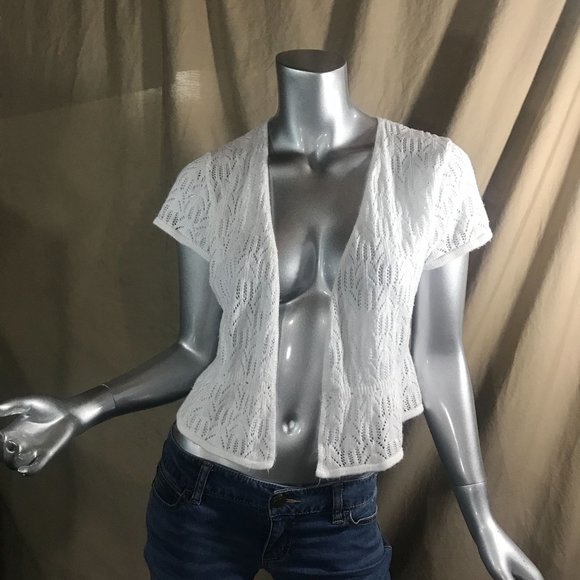 a.n.a. A New Approach Women's Small Vintage USA Knit Cardigan Crop Open Front To - Picture 15 of 15